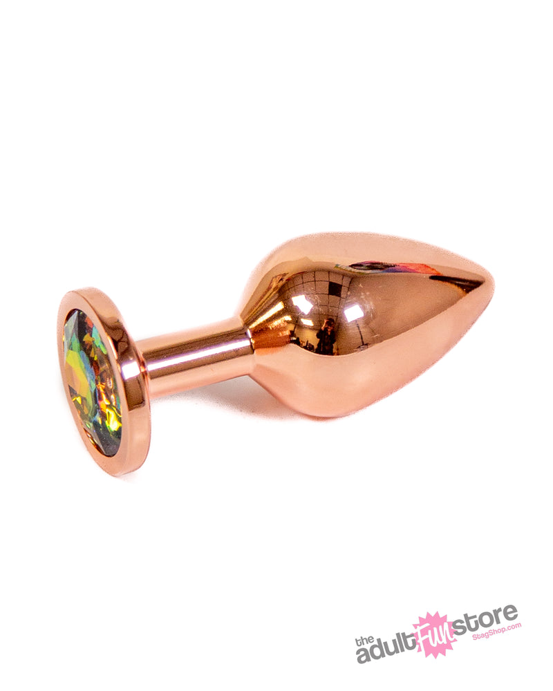 NS Novelties - Rear Assets - Aluminum Butt Plug - Rose Gold/Rainbow - 3.15 Inch - Stag Shop