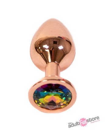 NS Novelties - Rear Assets - Aluminum Butt Plug - Rose Gold/Rainbow - 3.15 Inch - Stag Shop