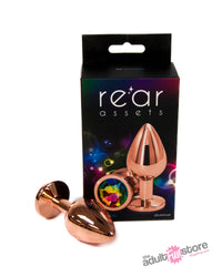 NS Novelties - Rear Assets - Aluminum Butt Plug - Rose Gold/Rainbow - 3.15 Inch - Stag Shop