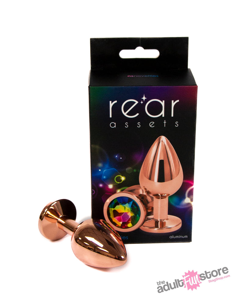 NS Novelties - Rear Assets - Aluminum Butt Plug - Rose Gold/Rainbow - 3.15 Inch - Stag Shop