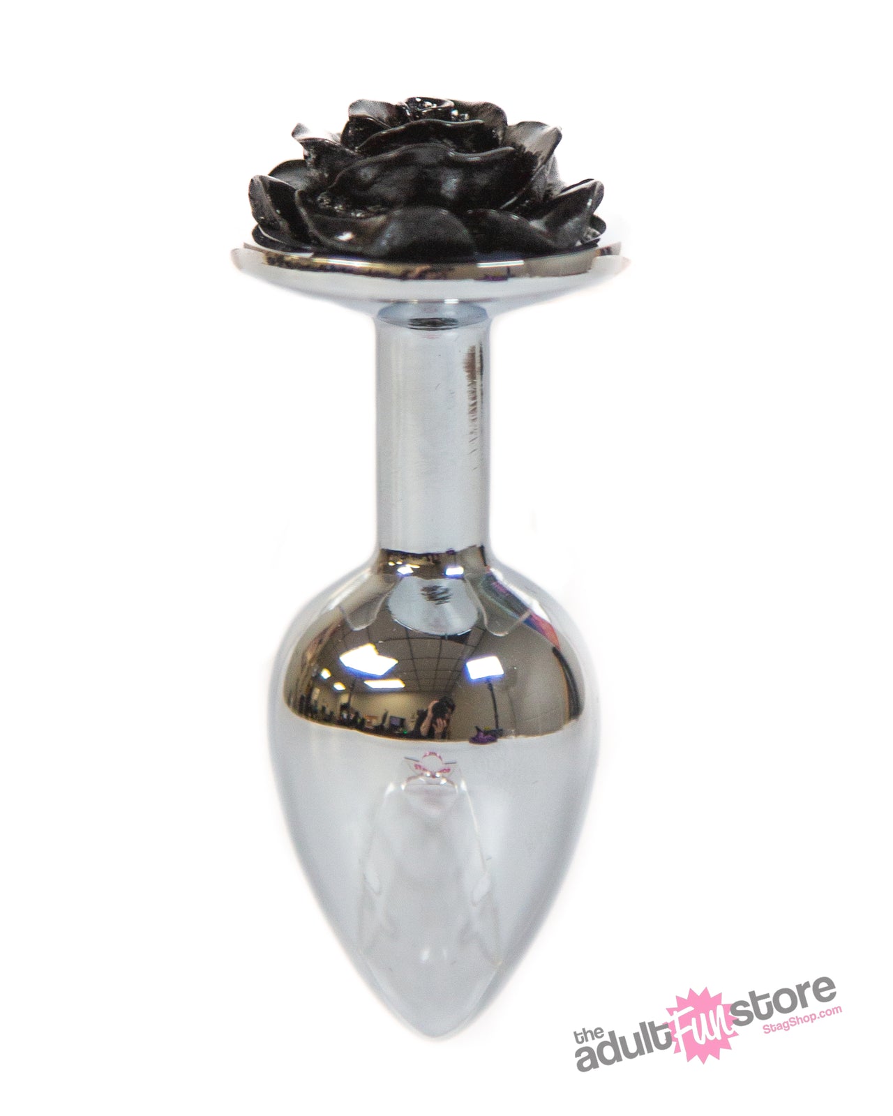 NS Novelties - Rear Assets - Aluminum Rose Butt Plug - Black/Silver - Small - 3 inch - Stag Shop