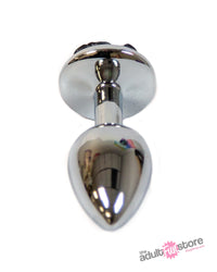 Thumbnail for NS Novelties - Rear Assets - Aluminum Rose Butt Plug - Black/Silver - Small - 3 inch - Stag Shop