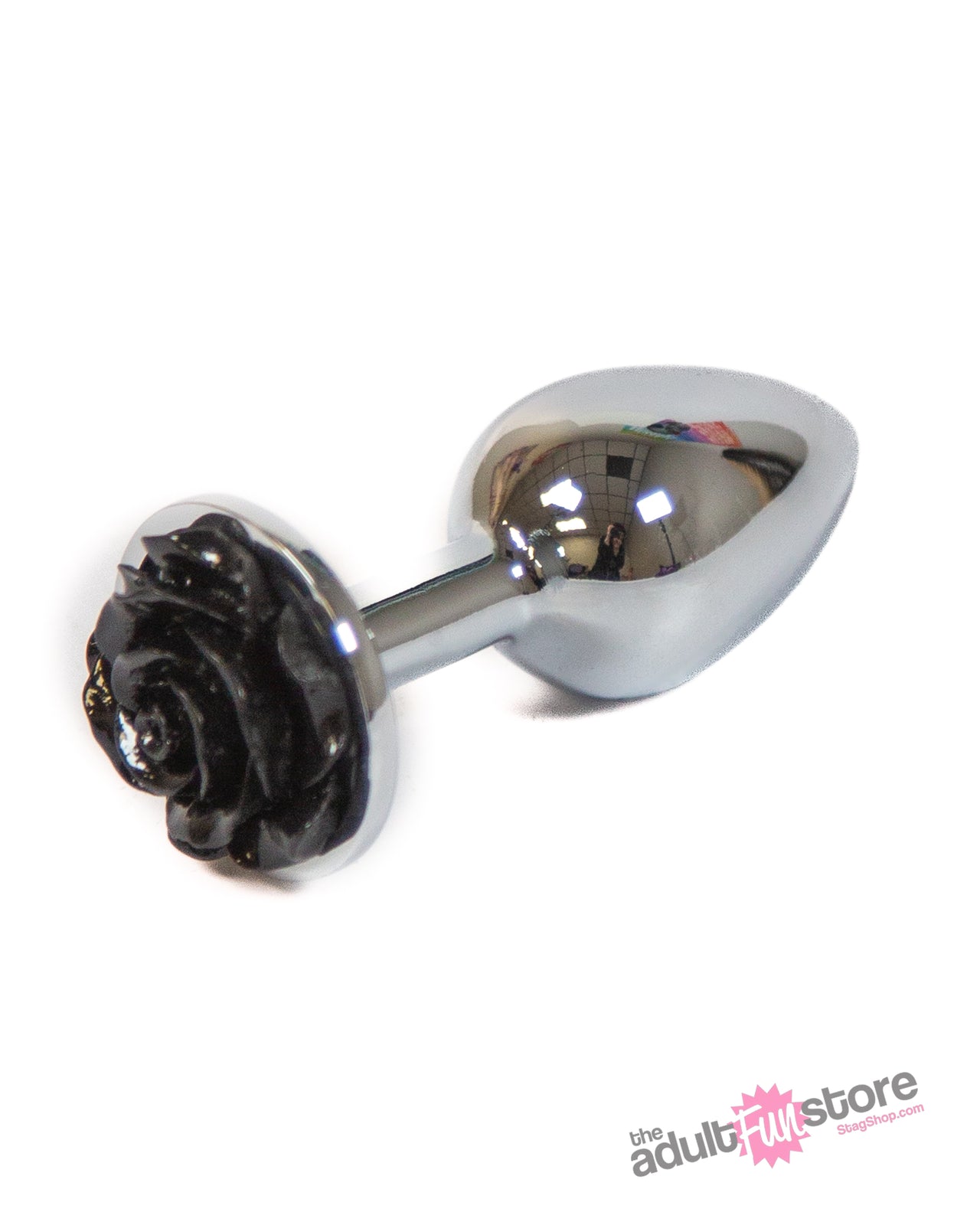 NS Novelties - Rear Assets - Aluminum Rose Butt Plug - Black/Silver - Small - 3 inch - Stag Shop