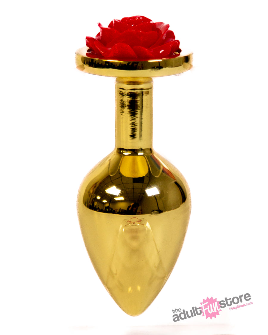 NS Novelties - Rear Assets - Aluminum Butt Plug - Gold/Red - 3.5 Inch - Stag Shop