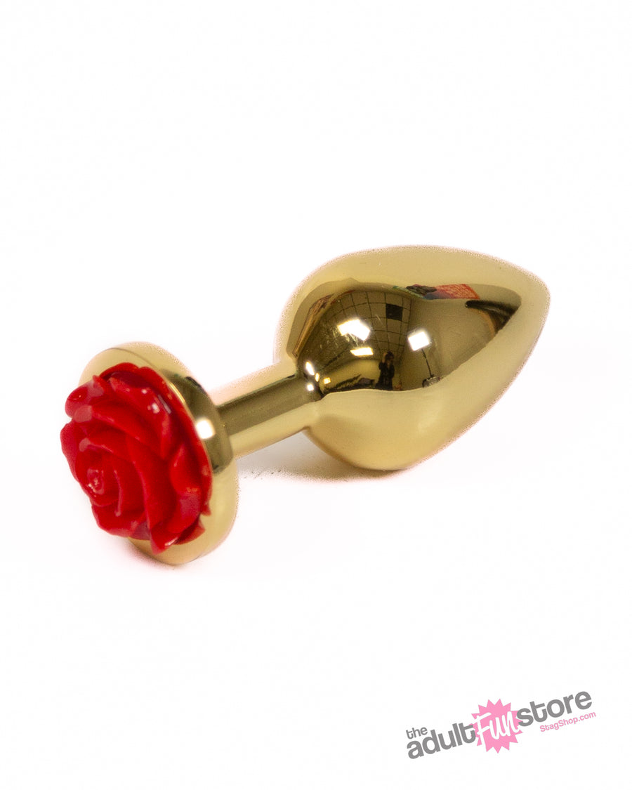 NS Novelties - Rear Assets - Aluminum Butt Plug - Gold/Red - 3.5 Inch - Stag Shop