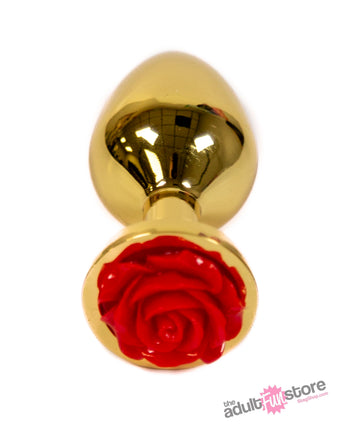 NS Novelties - Rear Assets - Aluminum Butt Plug - Gold/Red - 3.5 Inch - Stag Shop