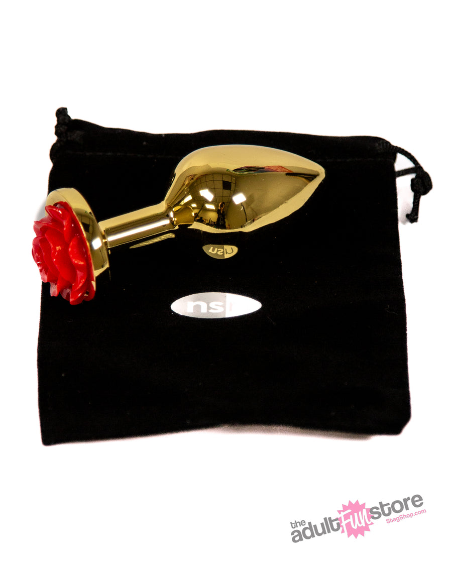 NS Novelties - Rear Assets - Aluminum Butt Plug - Gold/Red - 3.5 Inch - Stag Shop