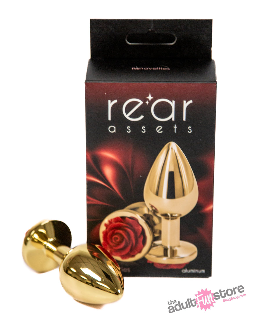NS Novelties - Rear Assets - Aluminum Butt Plug - Gold/Red - 3.5 Inch - Stag Shop