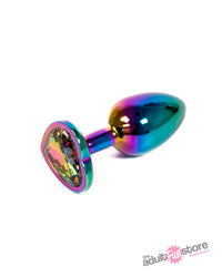 NS Novelties - Rear Assets - Aluminum Heart Butt Plug - Multicolour/Rainbow - 2.75 Inch - Stag Shop
