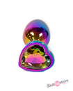NS Novelties - Rear Assets - Aluminum Heart Butt Plug - Multicolour/Rainbow - 2.75 Inch - Stag Shop