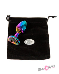 NS Novelties - Rear Assets - Aluminum Heart Butt Plug - Multicolour/Rainbow - 2.75 Inch - Stag Shop