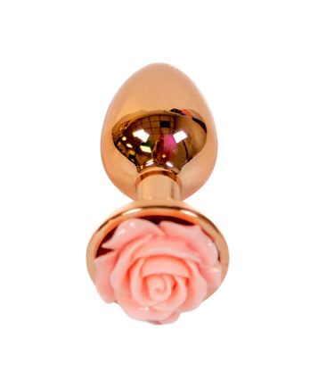 NS Novelties - Rear Assets - Aluminum Rose Butt Plug - Gold/Pink - Small - 3 Inch - Stag Shop