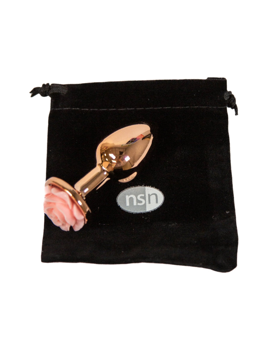 NS Novelties - Rear Assets - Aluminum Rose Butt Plug - Gold/Pink - Small - 3 Inch - Stag Shop
