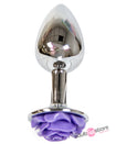 NS Novelties - Rear Assets - Aluminum Rose Butt Plug - Purple/Silver - Small - 3 Inch - Stag Shop