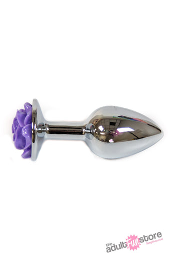 NS Novelties - Rear Assets - Aluminum Rose Butt Plug - Purple/Silver - Small - 3 Inch - Stag Shop