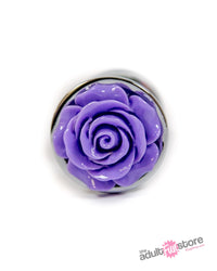 NS Novelties - Rear Assets - Aluminum Rose Butt Plug - Purple/Silver - Small - 3 Inch - Stag Shop