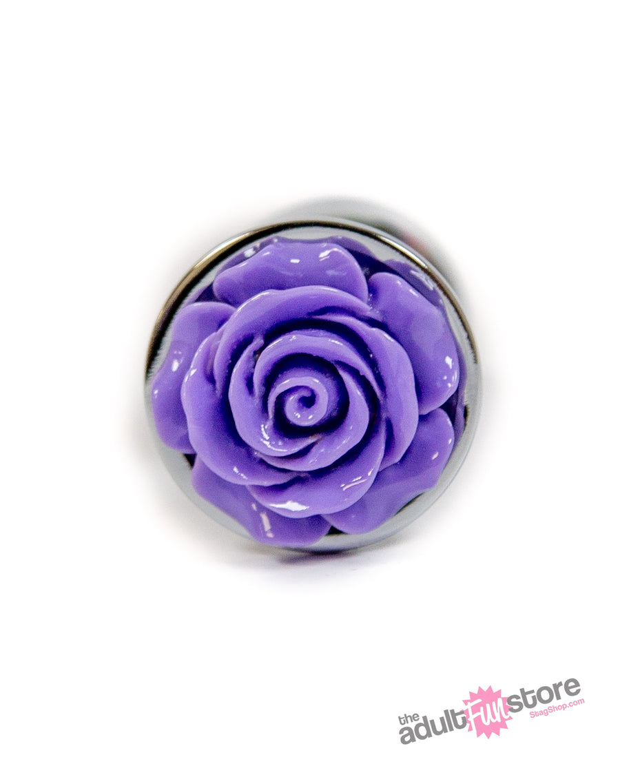 NS Novelties - Rear Assets - Aluminum Rose Butt Plug - Purple/Silver - Small - 3 Inch - Stag Shop