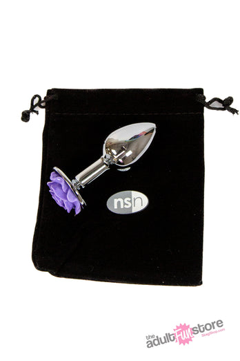 NS Novelties - Rear Assets - Aluminum Rose Butt Plug - Purple/Silver - Small - 3 Inch - Stag Shop