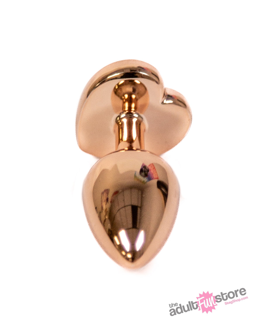 NS Novelties - Rear Assets - Aluminum Heart Butt Plug - Rose Gold/Rainbow -  2.75 Inch - Stag Shop