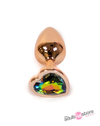 NS Novelties - Rear Assets - Aluminum Heart Butt Plug - Rose Gold/Rainbow -  2.75 Inch - Stag Shop