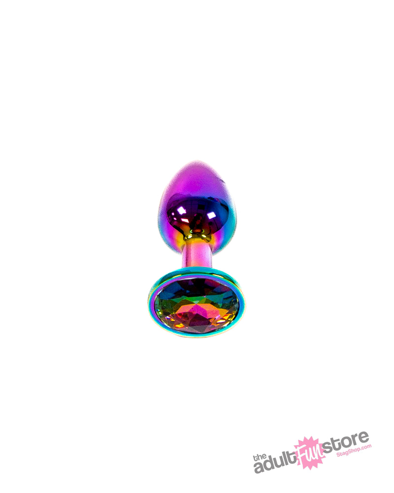 NS Novelties - Rear Assets - Small Aluminum Butt Plug - Multicolour/Rainbow - Stag Shop
