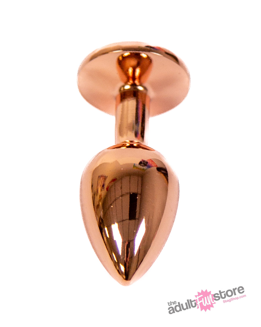 NS Novelties - Rear Assets - Aluminum Rose Butt Plug - Gold/White - Small - 3 Inch - Stag Shop
