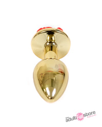 NS Novelties - Rear Assets - Aluminum Rose Butt Plug - Gold/Red - Small - 3 Inch - Stag Shop