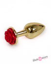 NS Novelties - Rear Assets - Aluminum Rose Butt Plug - Gold/Red - Small - 3 Inch - Stag Shop