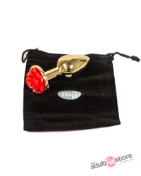 NS Novelties - Rear Assets - Aluminum Rose Butt Plug - Gold/Red - Small - 3 Inch - Stag Shop