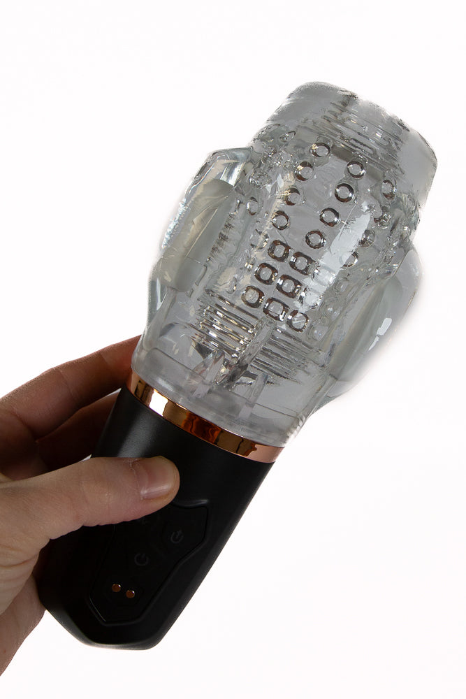 NS Novelties - Renegade - Avenger Sucking & Vibrating Stroker - Black/Clear - Stag Shop