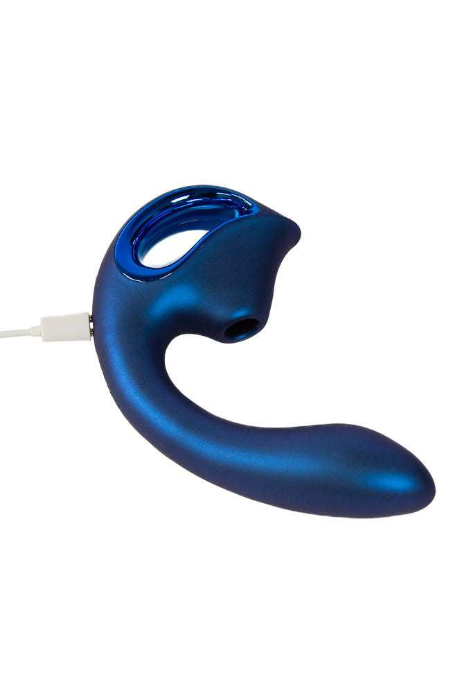NS Novelties - Seduction - Kaia Dual Vibrator with Air Pulse Stimulation - Metallic Blue - Stag Shop