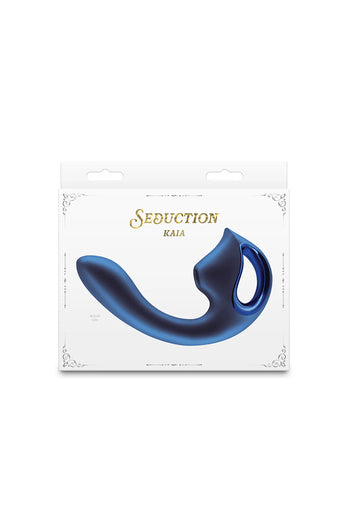 NS Novelties - Seduction - Kaia Dual Vibrator with Air Pulse Stimulation - Metallic Blue - Stag Shop