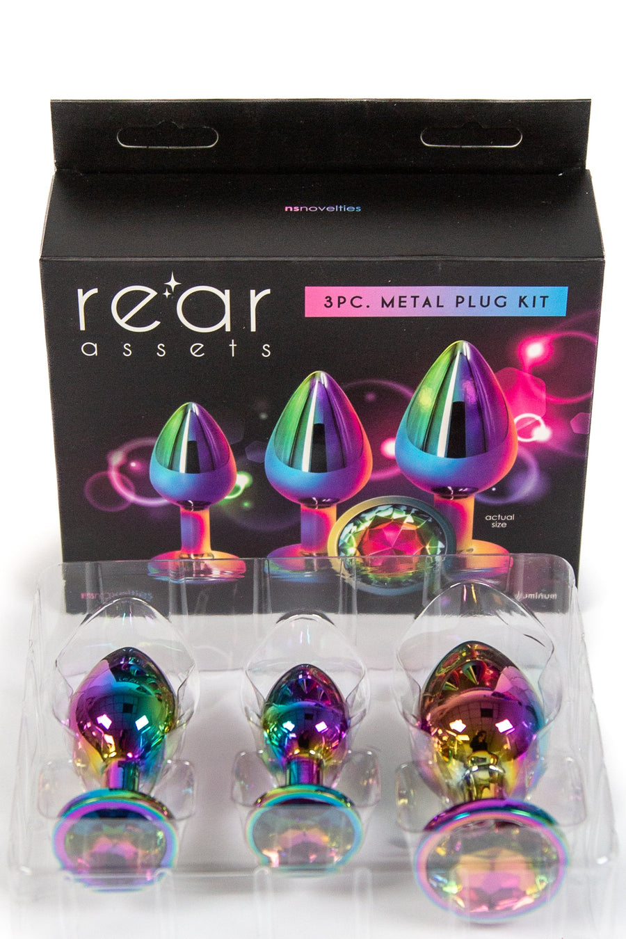 NS Novelties - Rear Assets - 3 Pc Jewelled Aluminum Anal Training Kit - Multicolour - Stag Shop