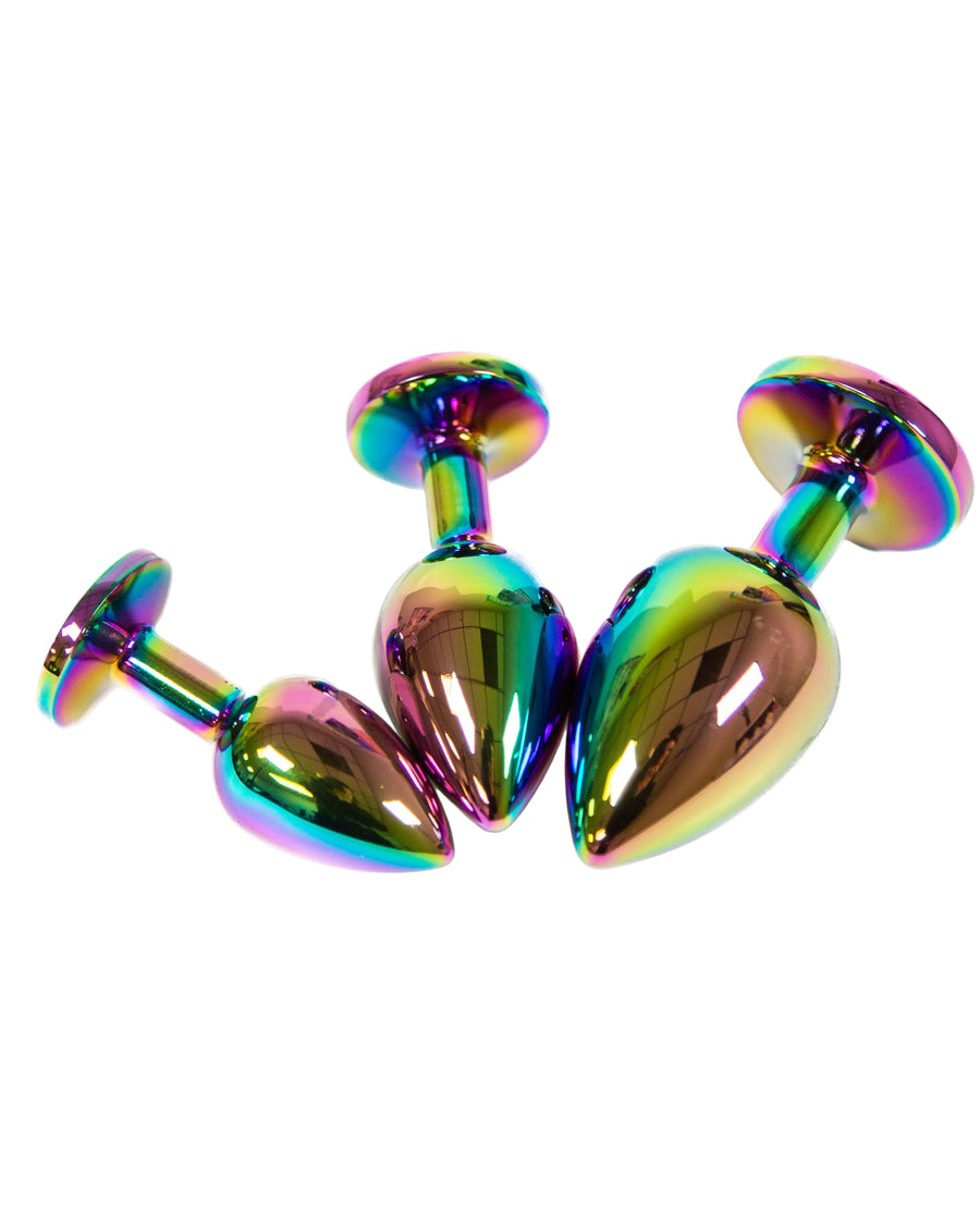 NS Novelties - Rear Assets - 3 Pc Jewelled Aluminum Anal Training Kit - Multicolour - Stag Shop