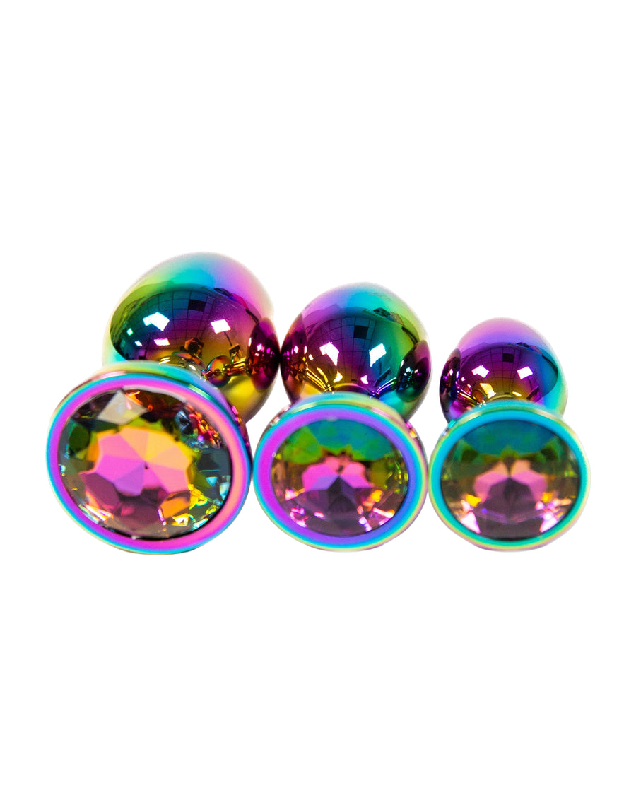 NS Novelties - Rear Assets - 3 Pc Jewelled Aluminum Anal Training Kit - Multicolour - Stag Shop