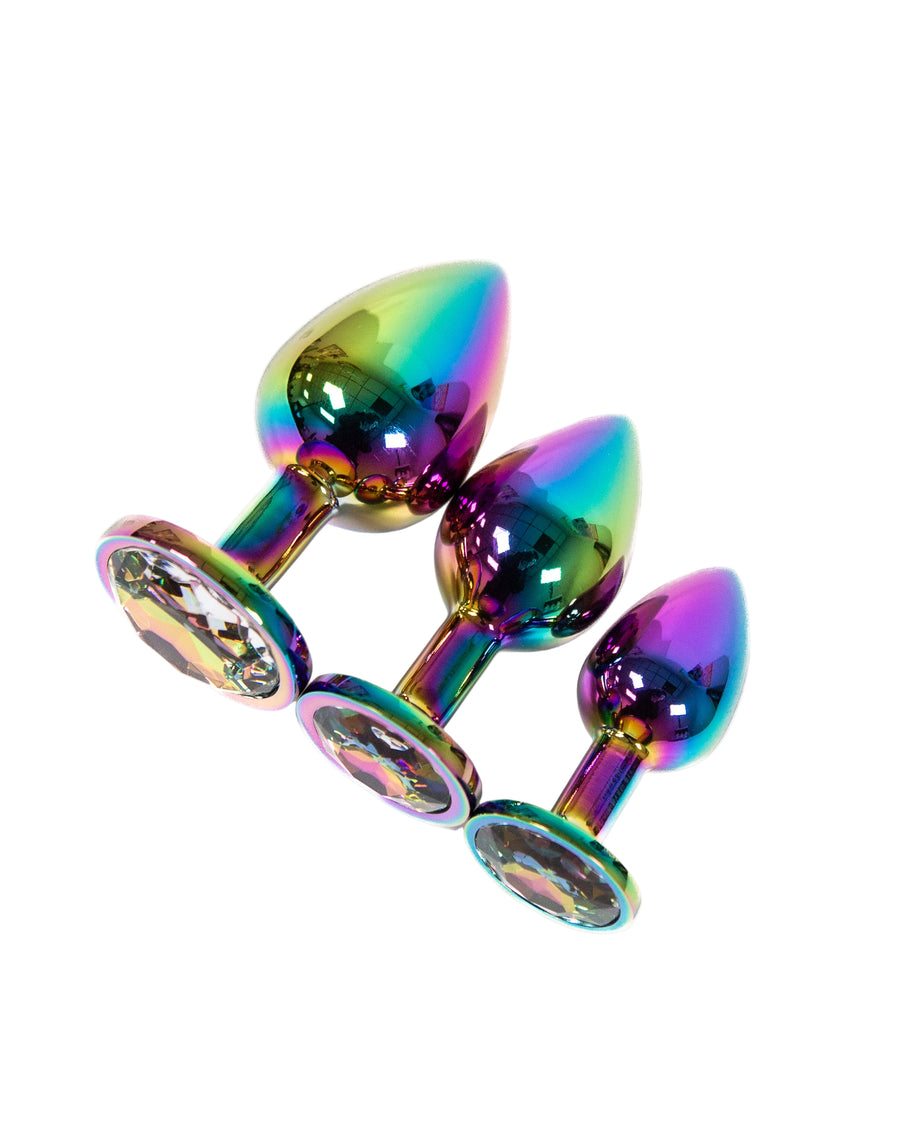NS Novelties - Rear Assets - 3 Pc Jewelled Aluminum Anal Training Kit - Multicolour - Stag Shop