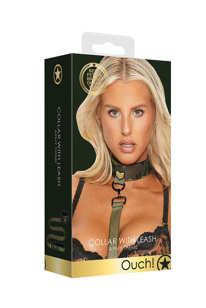 Ouch by Shots Toys - Army Collar With Leash - Stag Shop