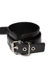 Ouch by Shots Toys - Adjustable Leather Handcuffs With Handle - Black - Stag Shop
