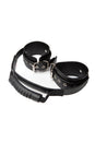 Ouch by Shots Toys - Adjustable Leather Handcuffs With Handle - Black - Stag Shop