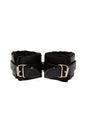 Ouch by Shots Toys - Plush Leather Wrist Cuffs - Black - Stag Shop