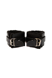 Ouch by Shots Toys - Plush Leather Wrist Cuffs - Black - Stag Shop