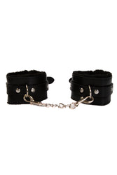 Ouch by Shots Toys - Plush Leather Wrist Cuffs - Black - Stag Shop