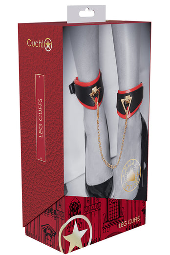 Ouch International - Milan Collection - Ankle Cuffs - Black/Red - Stag Shop