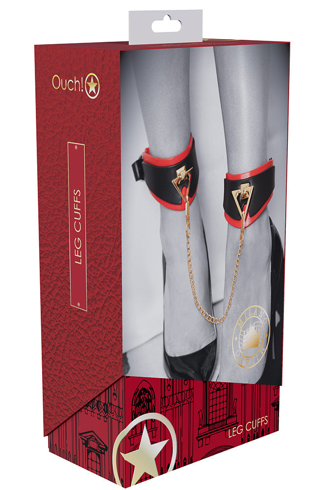 Ouch International - Milan Collection - Ankle Cuffs - Black/Red - Stag Shop