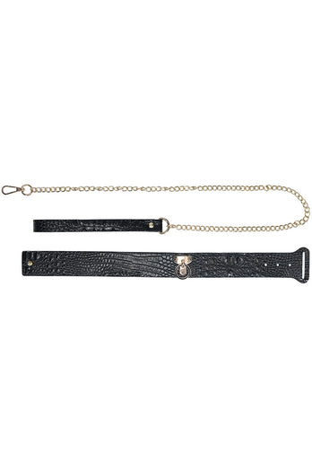 Ouch International - Rome Collection - Collar With Leash - Black/Gold - Stag Shop