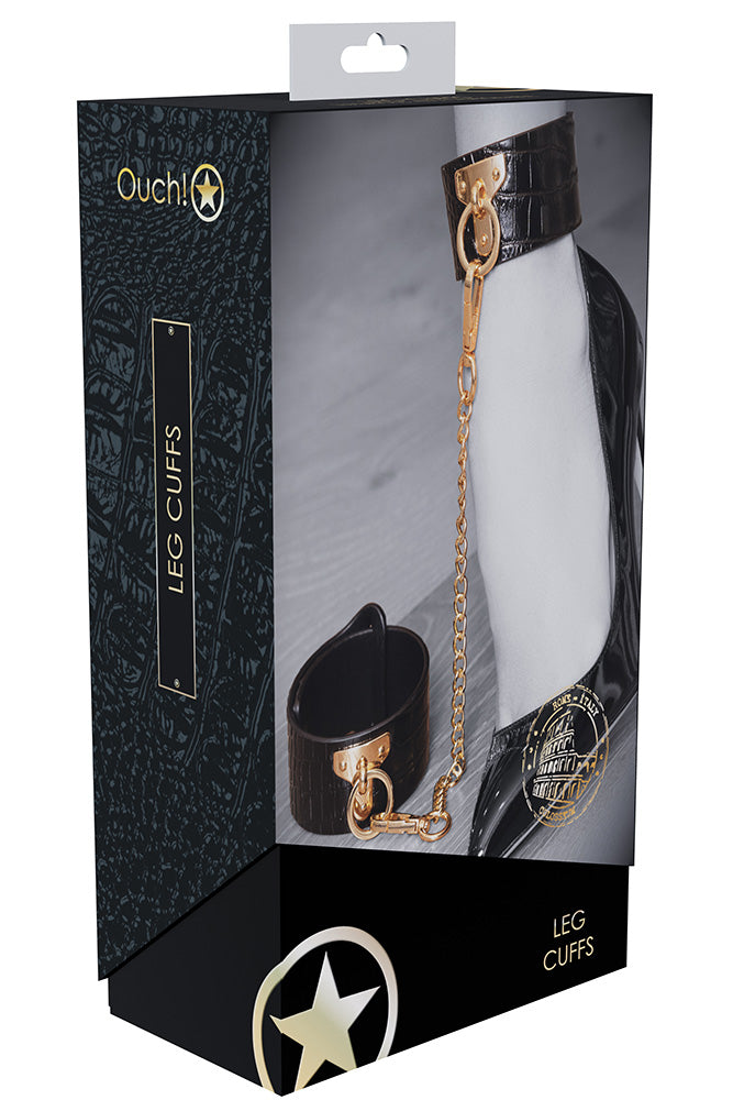 Ouch International - Rome Collection - Ankle Cuffs - Black/Gold - Stag Shop