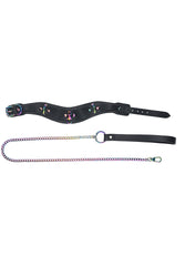 Ouch International - Venice Collection - Collar with Leash - Black/Iridescent - Stag Shop