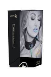 Ouch International - Venice Collection - Collar with Leash - Black/Iridescent - Stag Shop