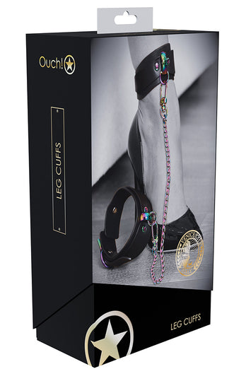 Ouch International - Venice Collection - Ankle Cuffs - Black/Iridescent - Stag Shop