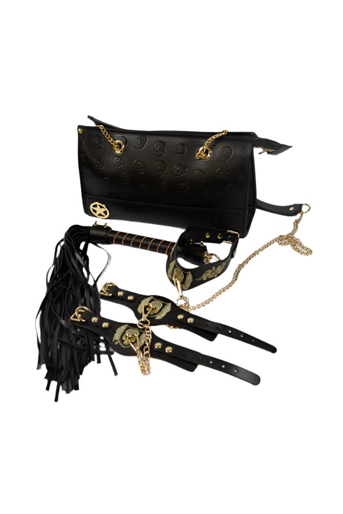 Ouch International - London Collection - Bondage Kit with Bag - Black/Gold